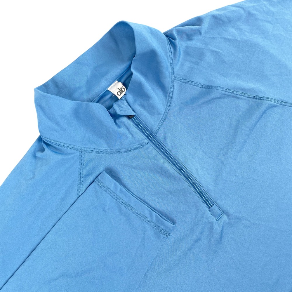Alo Quarter Zip Pullover Mens 3XL‎ Blue Long Sleeve Top Performance Activewear